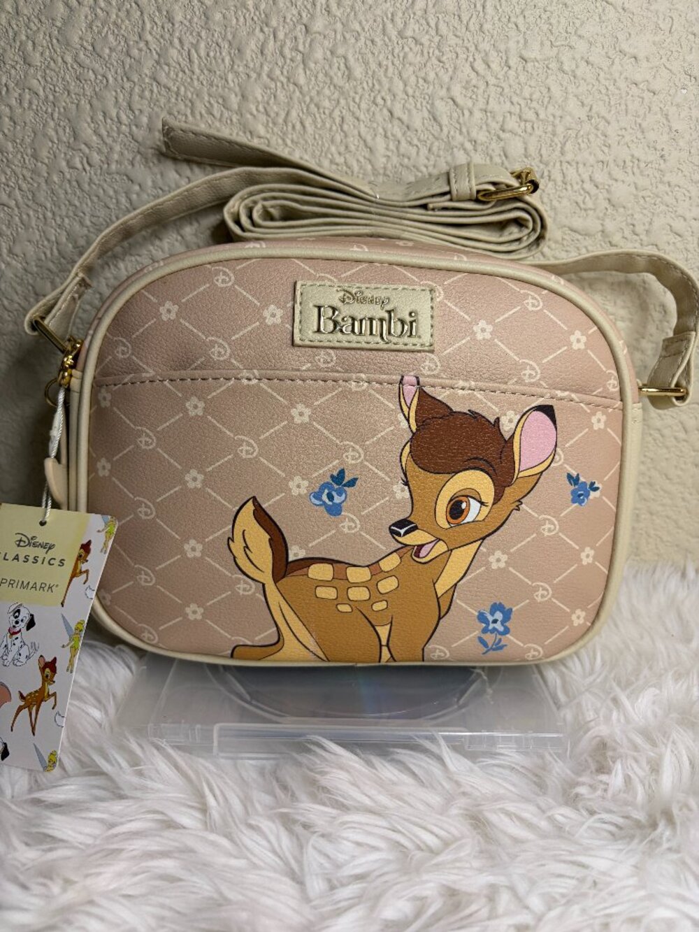 Disney Primark Bambi Faux Leather Camera Bag Crossbody Light Brown NWT